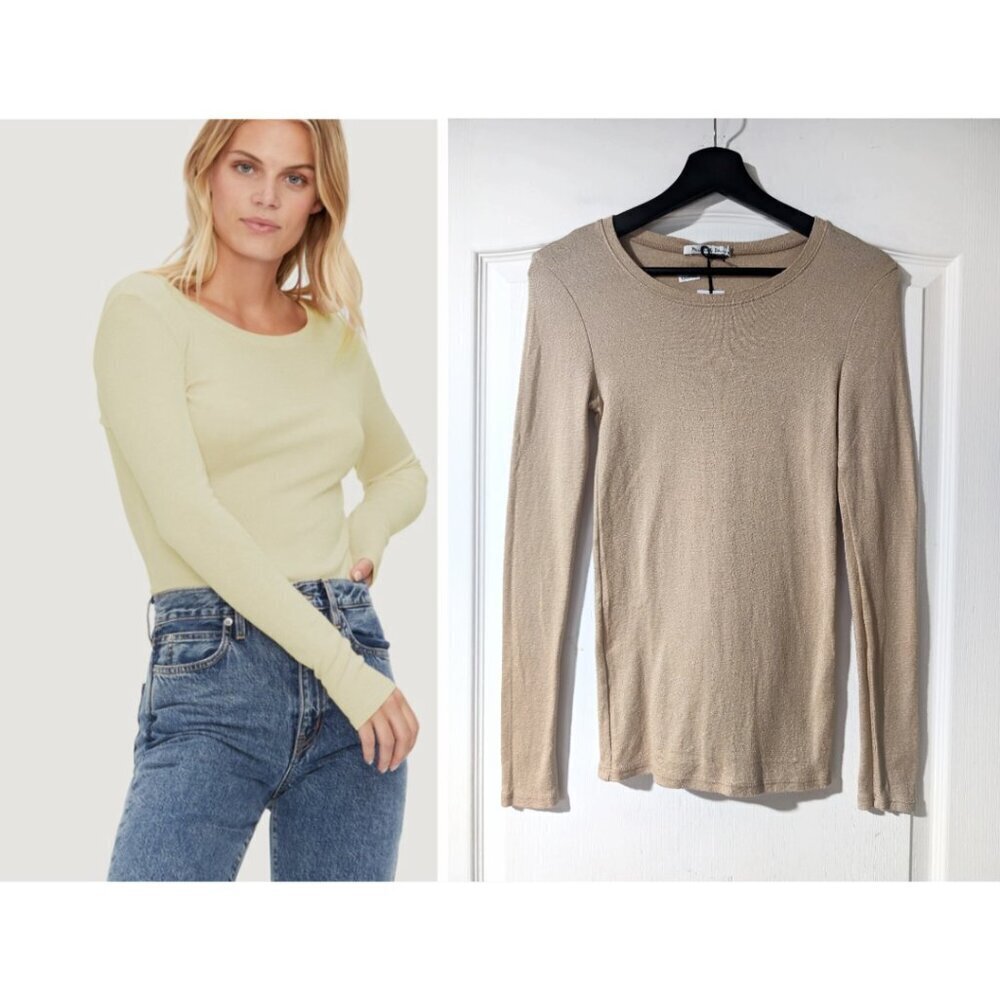 Michael Stars | Emil Long Sleeve Shine Tee In Light Gold